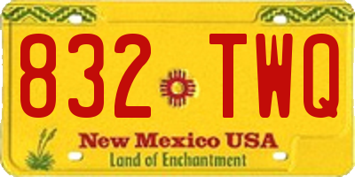 NM license plate 832TWQ