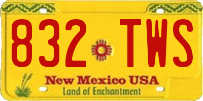 NM license plate 832TWS