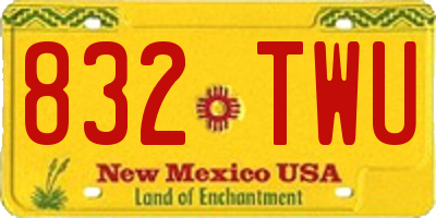 NM license plate 832TWU