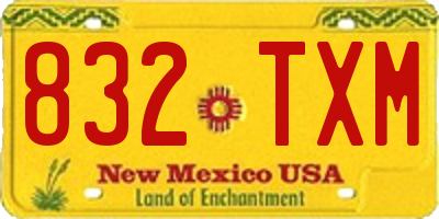 NM license plate 832TXM