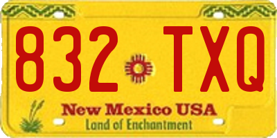 NM license plate 832TXQ