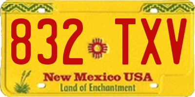 NM license plate 832TXV