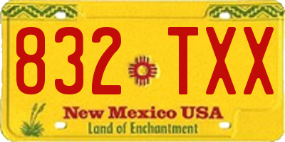 NM license plate 832TXX