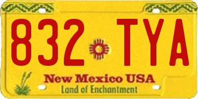 NM license plate 832TYA