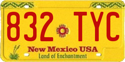 NM license plate 832TYC