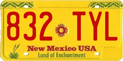 NM license plate 832TYL
