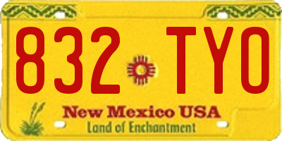 NM license plate 832TYO