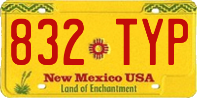 NM license plate 832TYP