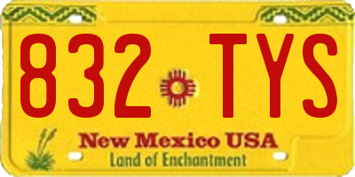 NM license plate 832TYS