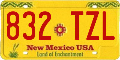 NM license plate 832TZL