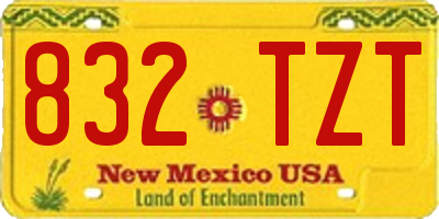 NM license plate 832TZT