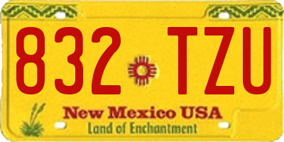 NM license plate 832TZU