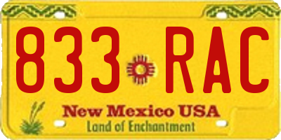 NM license plate 833RAC