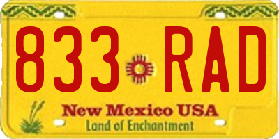 NM license plate 833RAD