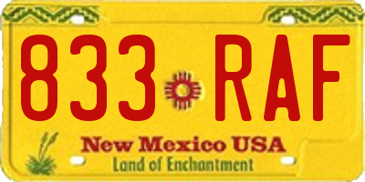 NM license plate 833RAF