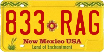 NM license plate 833RAG