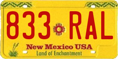 NM license plate 833RAL