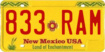 NM license plate 833RAM