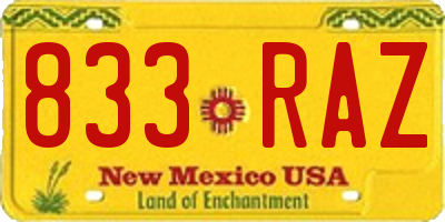 NM license plate 833RAZ