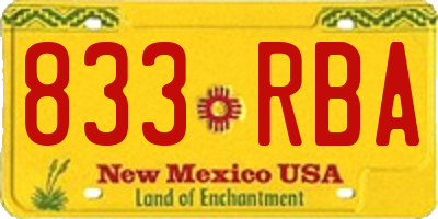 NM license plate 833RBA