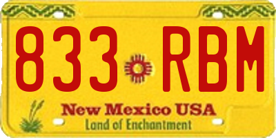 NM license plate 833RBM