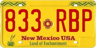 NM license plate 833RBP