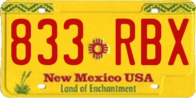 NM license plate 833RBX
