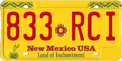 NM license plate 833RCI