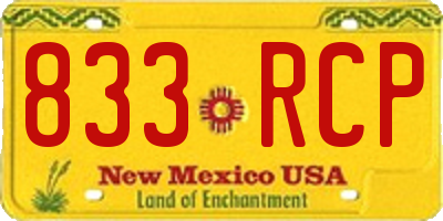 NM license plate 833RCP