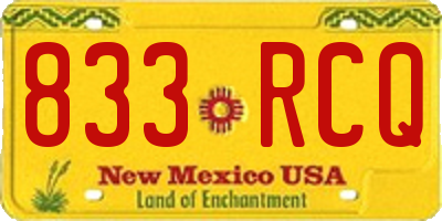 NM license plate 833RCQ