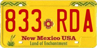NM license plate 833RDA
