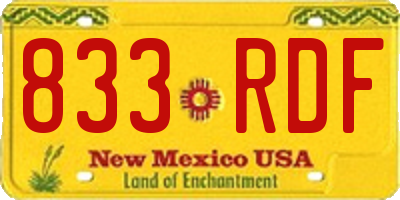 NM license plate 833RDF