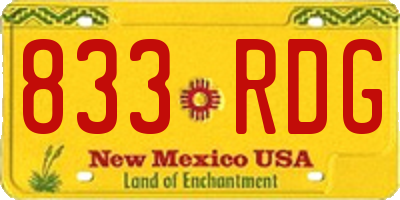 NM license plate 833RDG