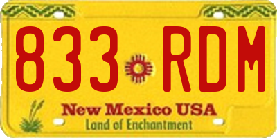 NM license plate 833RDM