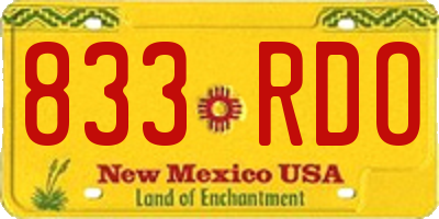 NM license plate 833RDO