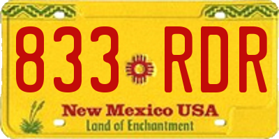 NM license plate 833RDR