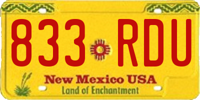 NM license plate 833RDU