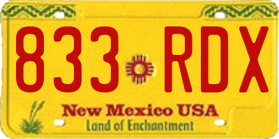 NM license plate 833RDX