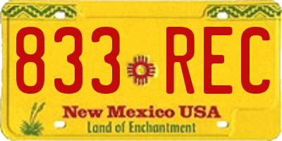 NM license plate 833REC