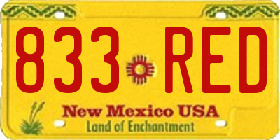 NM license plate 833RED