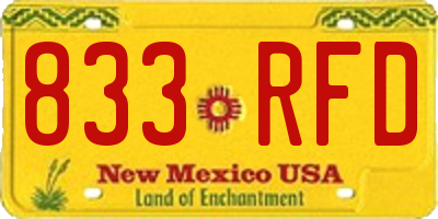 NM license plate 833RFD