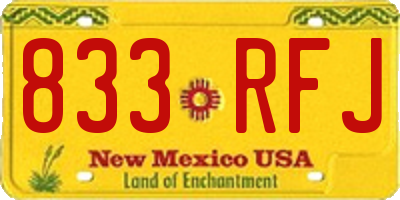 NM license plate 833RFJ