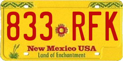 NM license plate 833RFK