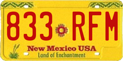 NM license plate 833RFM