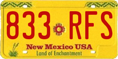 NM license plate 833RFS