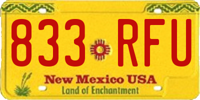 NM license plate 833RFU