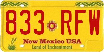 NM license plate 833RFW