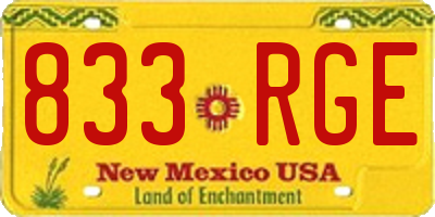 NM license plate 833RGE