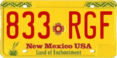 NM license plate 833RGF