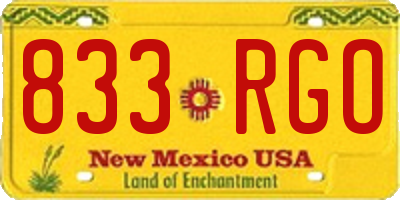 NM license plate 833RGO